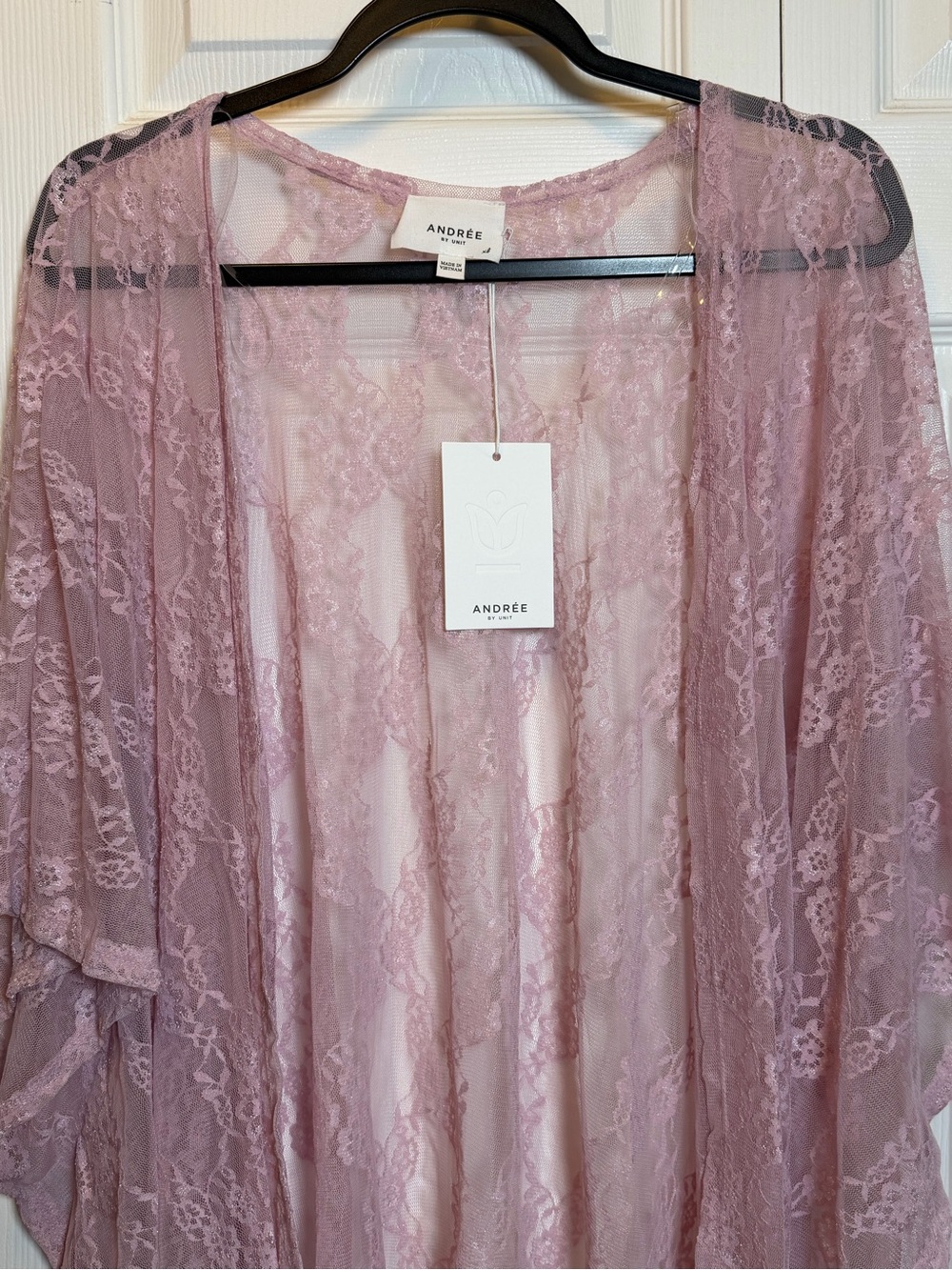 NWT Andrée by Unit Dusty Rose Lace Open Front Kimono Cardigan XL Boho Layering - Picture 2 of 8
